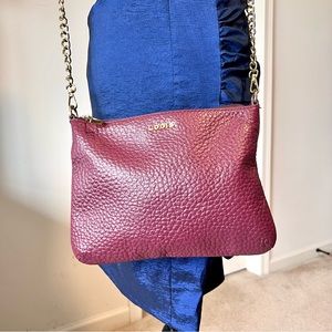 LOTIS Italian Pebbled Leather Convertible Crossbody Clutch Bag